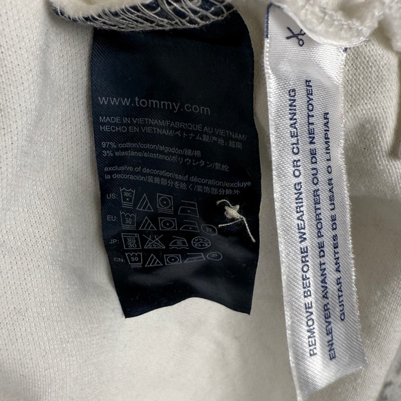 Tommy Hilfiger Polo Shirt Mens XXL White Navy Red Stripe Short Sleeve Casual - Picture 6 of 7